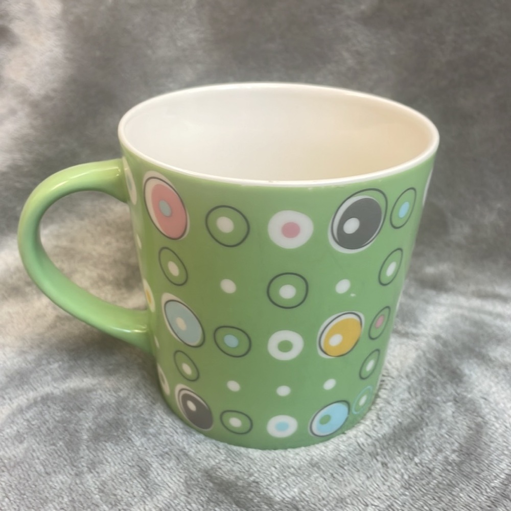 Starbucks Coffee Mug 2005 Spring Green Pastel Circles Dots Bubbles Cup 16 oz. - Picture 3 of 7